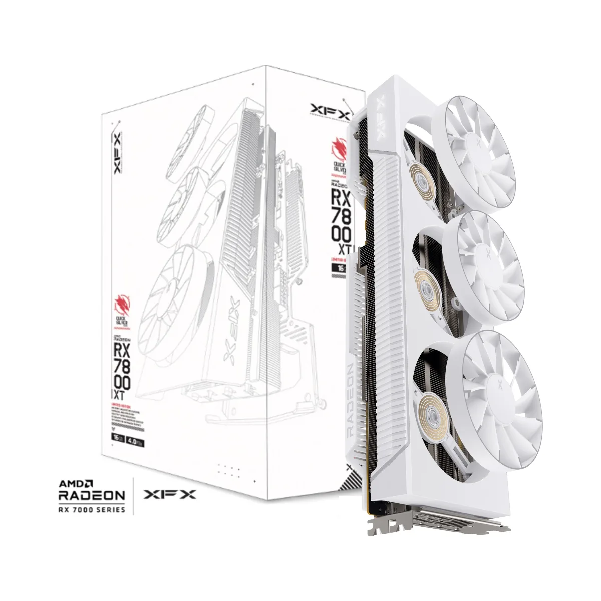 XFX Quicksilver AMD Radeon RX 7800 XT Magnetic Air Gaming Graphics Card Arctic White (DP Refurbished)