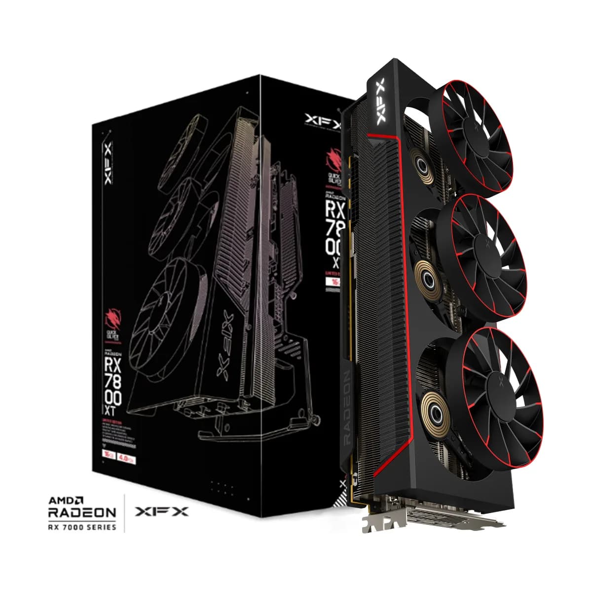 XFX Quicksilver AMD Radeon RX 7800 XT Magnetic Air Gaming Graphics Card (DP Refurbished)
