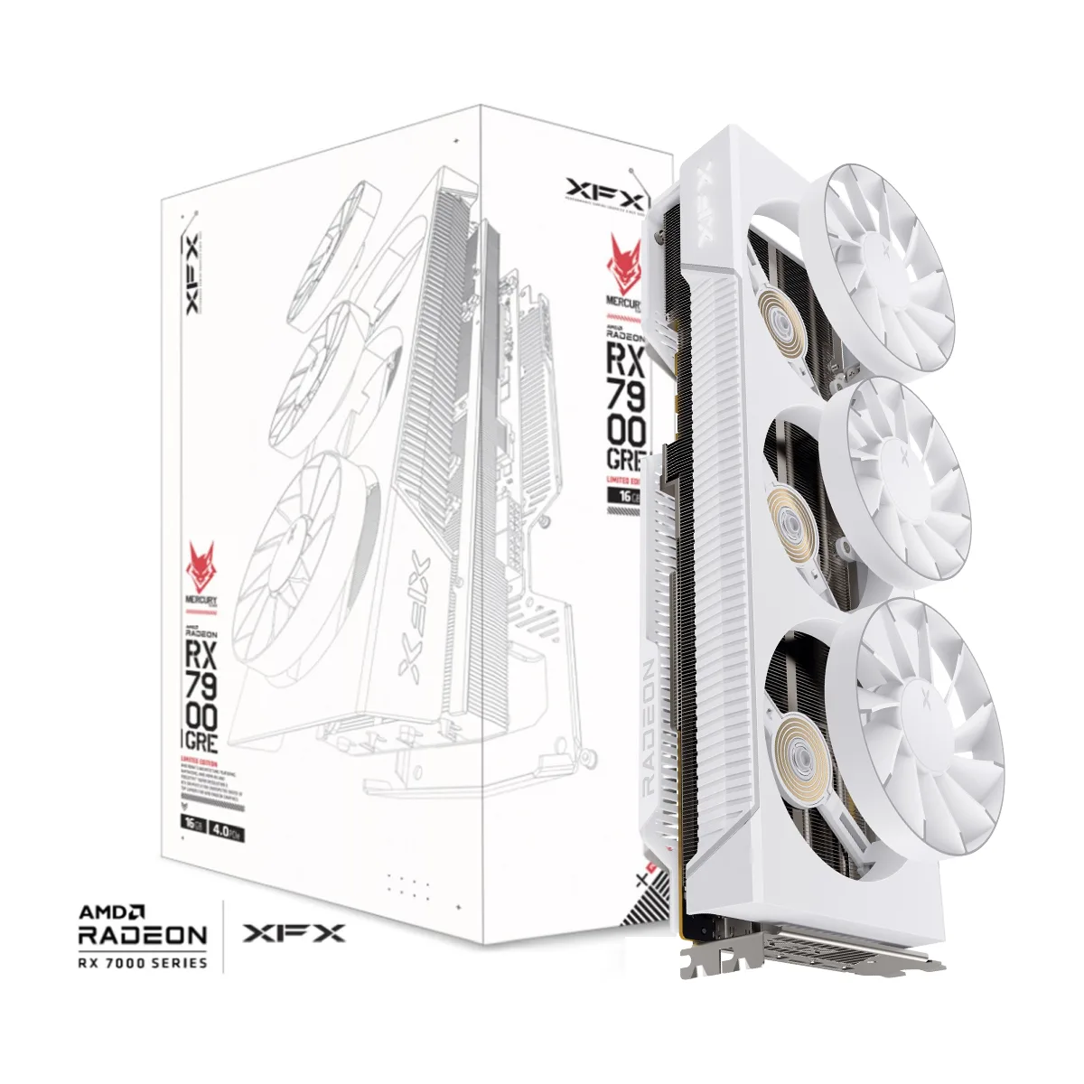 XFX Quicksilver AMD Radeon RX 7900GRE Magnetic Air Gaming Graphics Card Arctic White (DP Refurbished)
