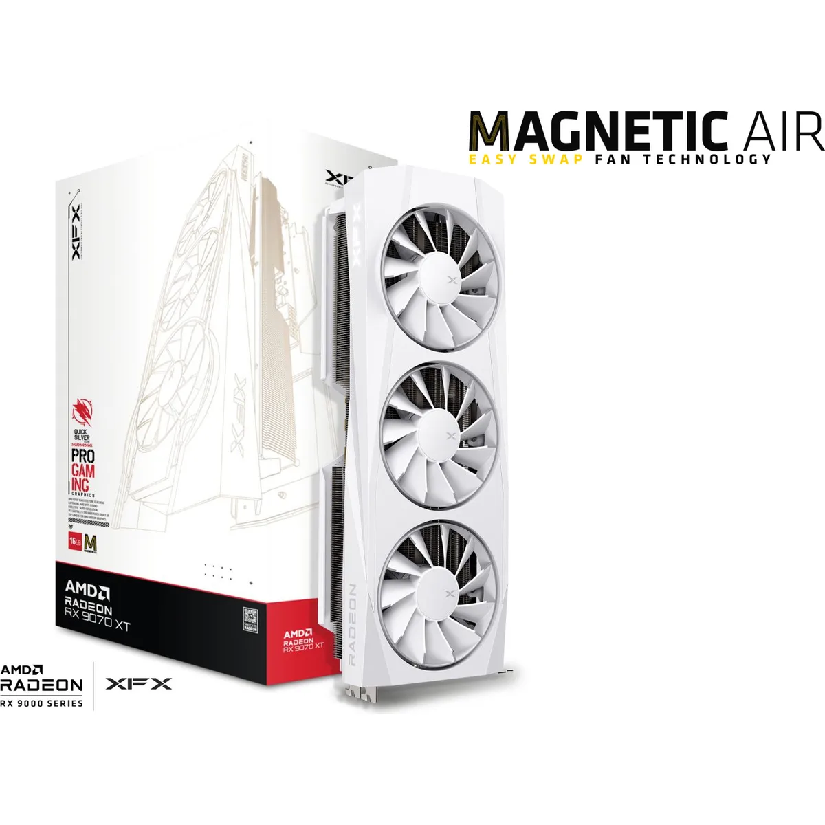 XFX Quicksilver AMD Radeon RX 9070XT White Magnetic Air Edition (DP Refurbished)