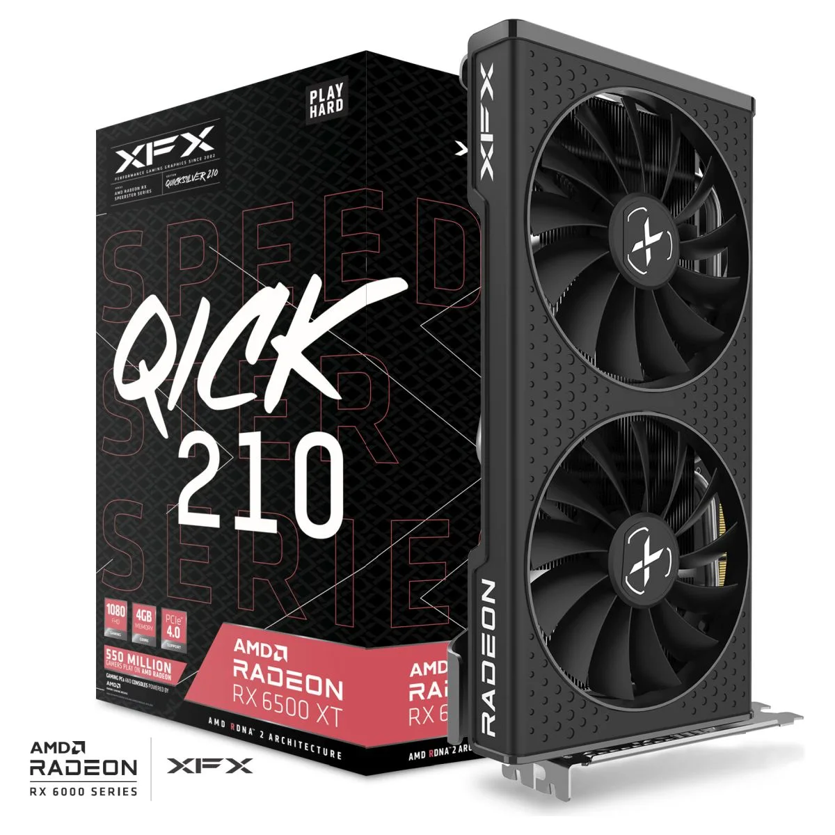XFX Speedster QICK 210 AMD Radeon RX 6500 XT Core Gaming Graphics Card with 4GB GDDR6, AMD RDNA 2 (DP Refurbished)
