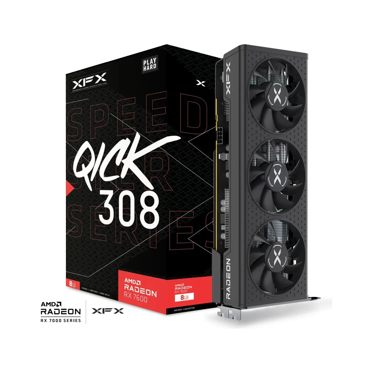 XFX SPEEDSTER QICK 308 AMD Radeon RX 7600 Black Edition (DP Refurbished)