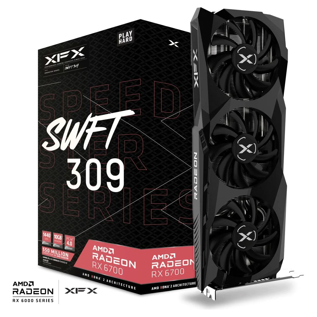 XFX SPEEDSTER SWFT 309 AMD Radeon RX 6700 CORE Gaming Graphics Card with 10GB GDDR6 HDMI 3xDP, AMD RDNA 2 (DP Refurbished)
