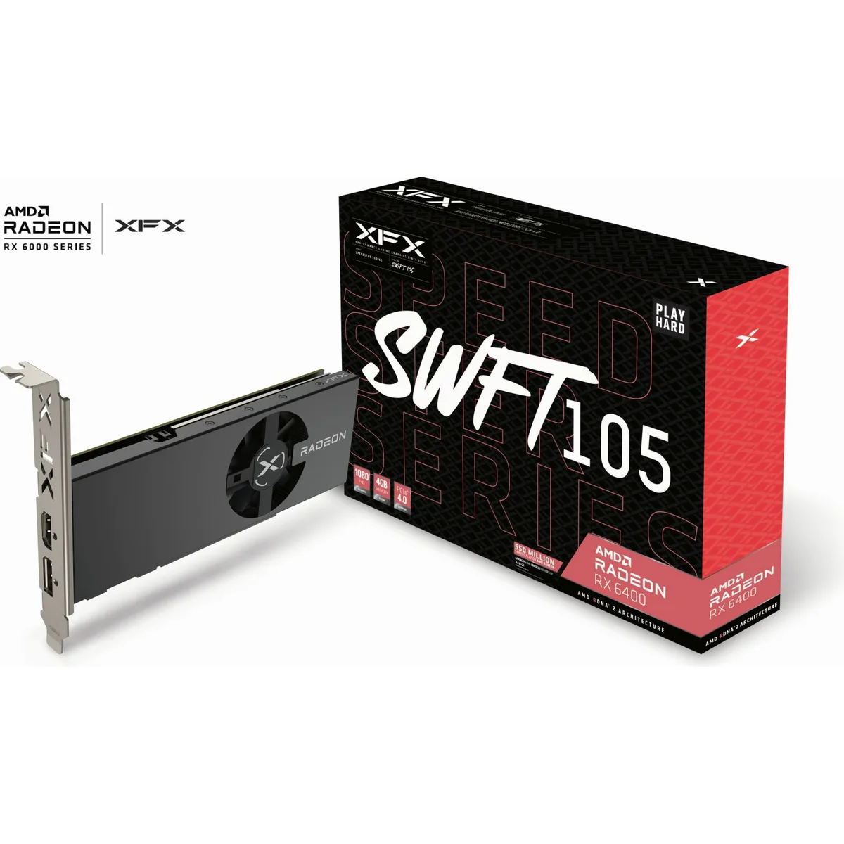 XFX SPEEDSTER SWFT105 RADEON RX 6400 Gaming Graphics Card with 4GB GDDR6, AMD RDNA 2 (DP Refurbished)