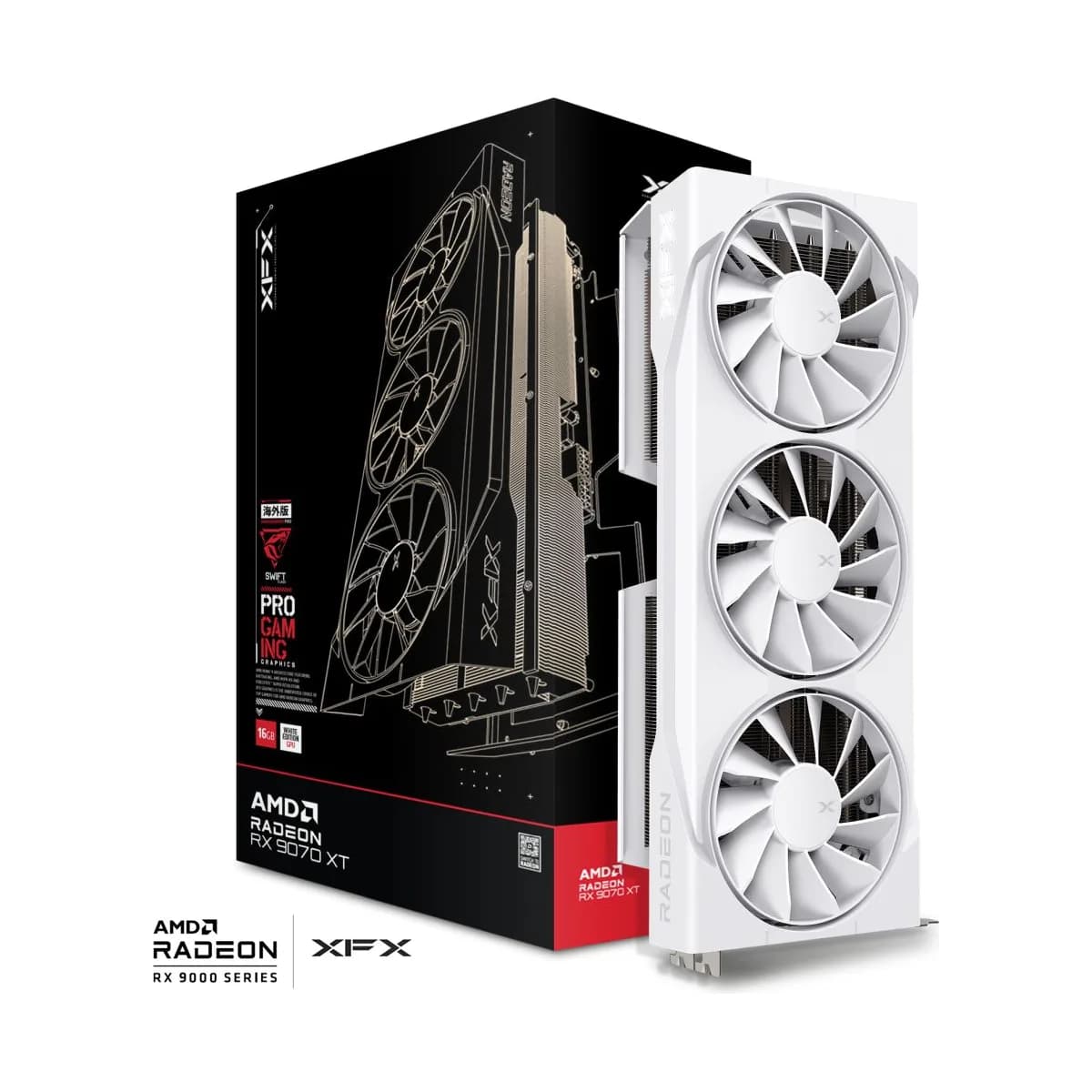 XFX Swift AMD Radeon RX 9070XT White Triple Fan Gaming Edition (DP Refurbished)