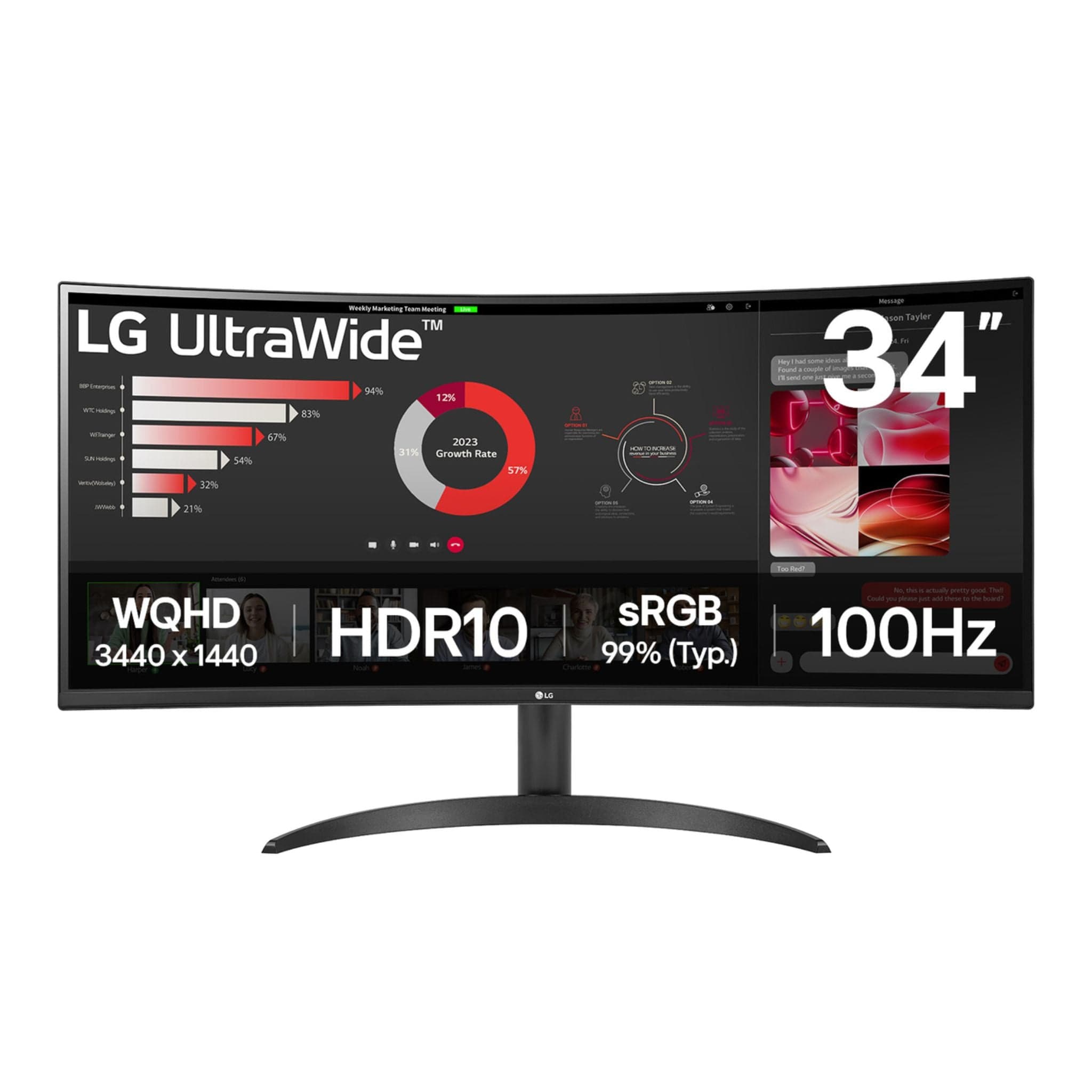 LG 34WR50QK 34" UltraWide QHD 100Hz Curved Monitor